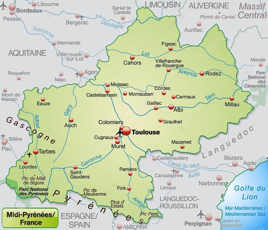 Toulouse-regionen karta