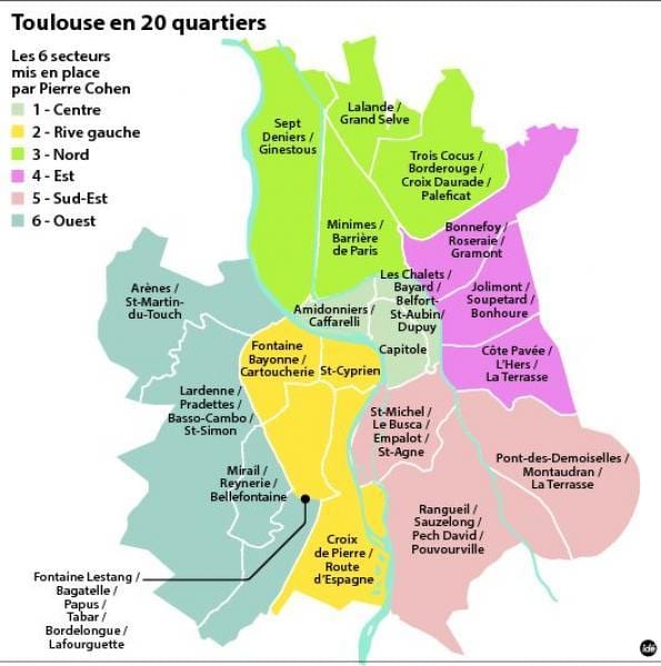 karta över Toulouse arrondissementet