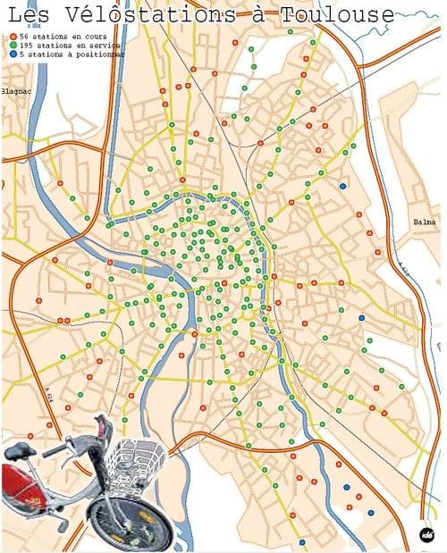 karta över Toulouse cykel