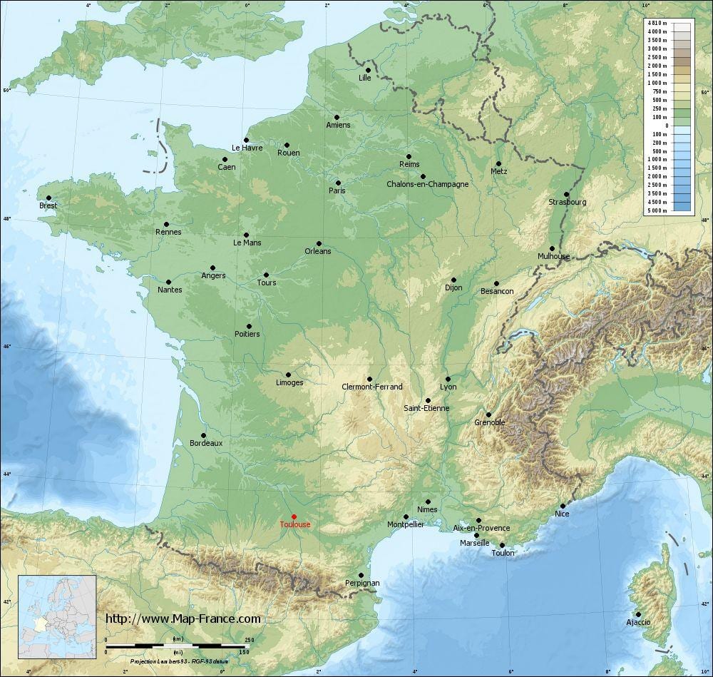 geografisk karta över Toulouse
