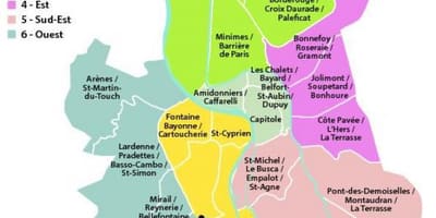 Karta över Toulouse arrondissementet