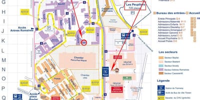 Karta över Toulouse sjukhus